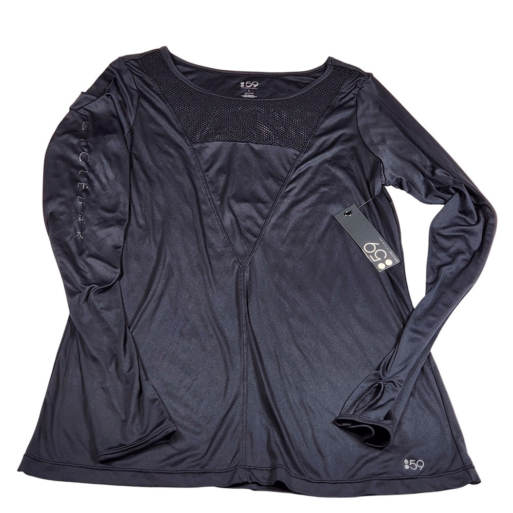 NWT Splits59 Athletic Long Sleeve Mesh‎ V-Back Shirt Black Large